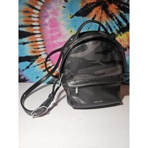 MATT AND NAT Bali Mini Vegan Leather Black Camo Small Backpack